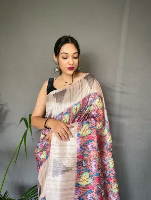 Tusser Sarees with Kalamkari Prints