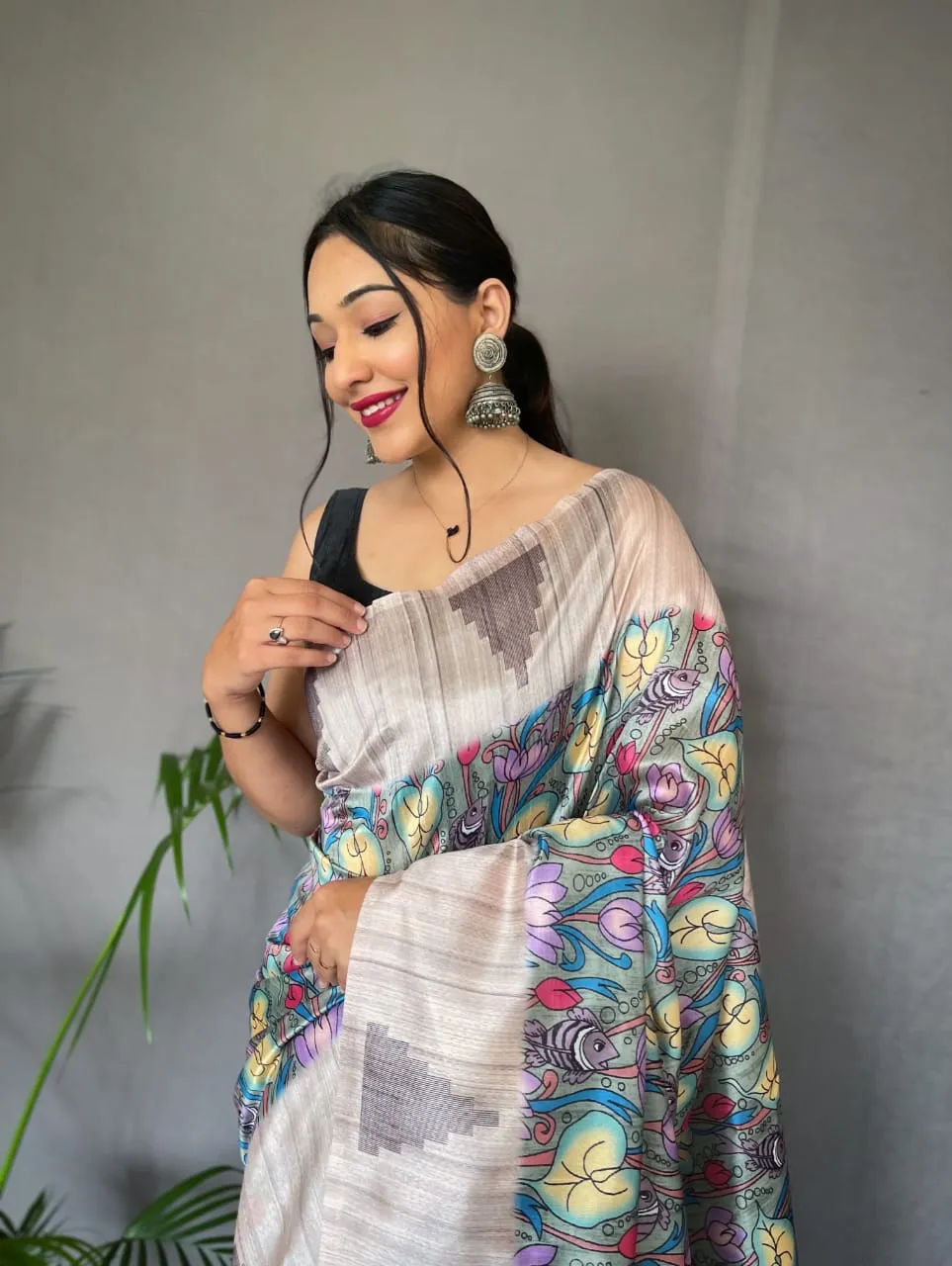 Tusser Sarees with Kalamkari Prints