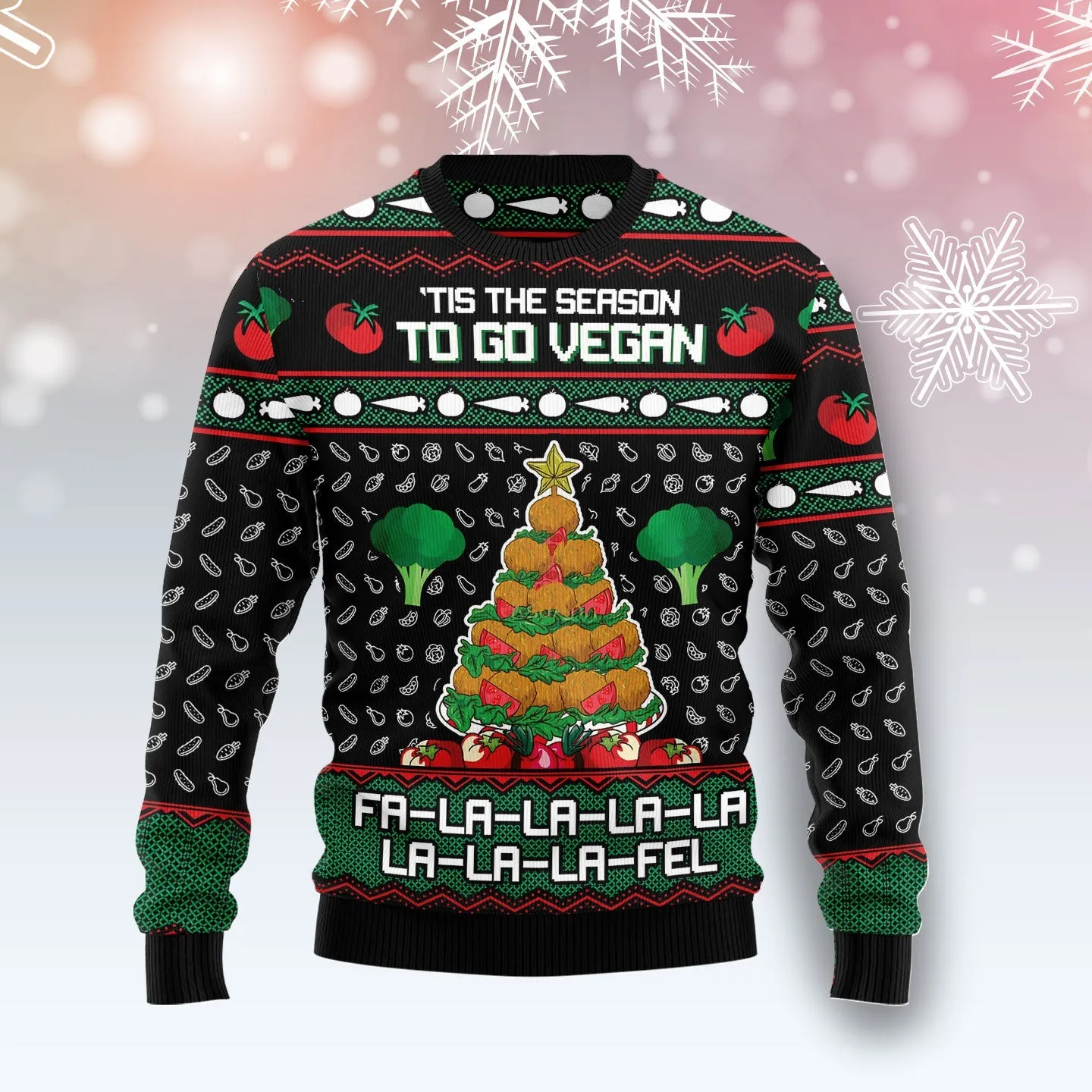 Vegan Tree Christmas Ugly Christmas Sweater, Funny Sweater for Family Vegetarian