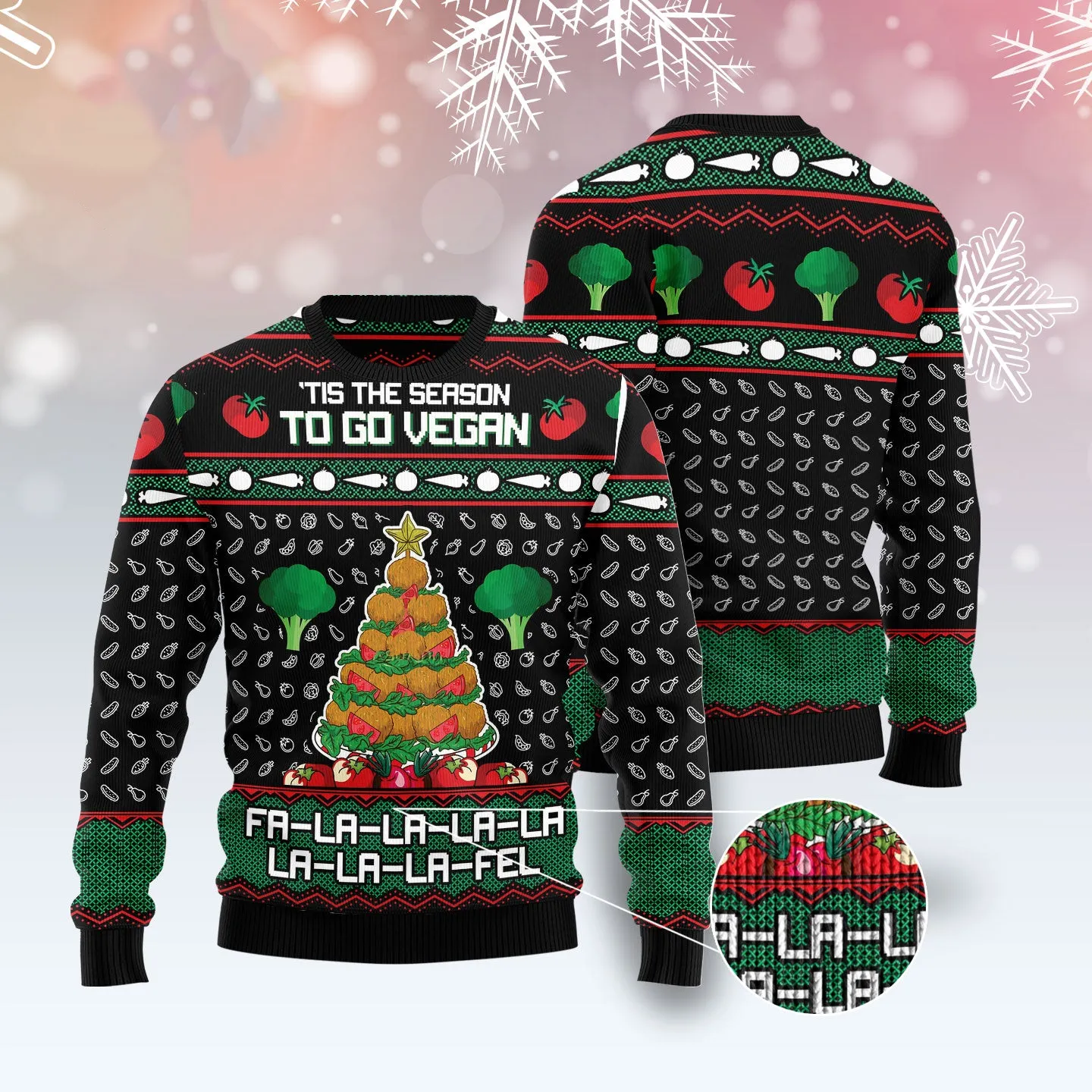 Vegan Tree Christmas Ugly Christmas Sweater, Funny Sweater for Family Vegetarian