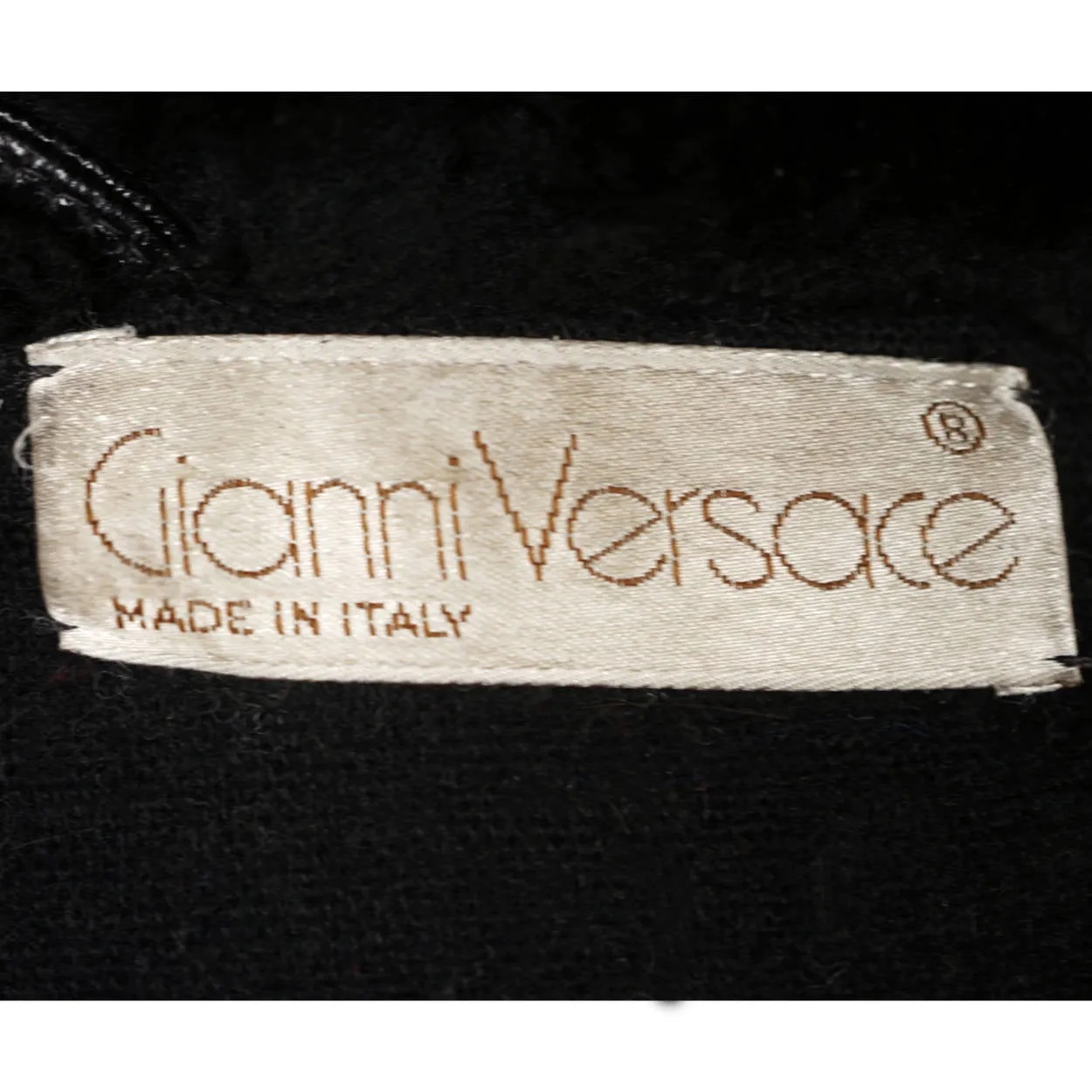 Vintage 1980s Gianni Versace Black Vinyl Coat with Plush Trim Size L